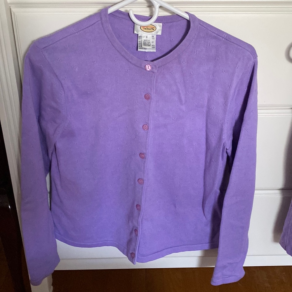 Talbots Long Sleeve Lavender Cotton/Rayon Cardigan Set S
